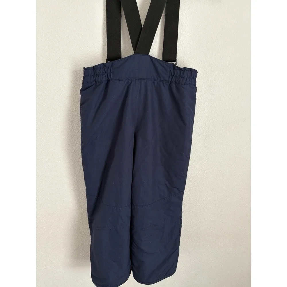 Lands' End Kids Snow Pants Sz 7 Navy Insulated Bib Waterproof Warm Ski Snowboard